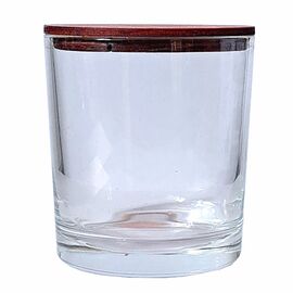 Glass for filling candles with a wooden lid