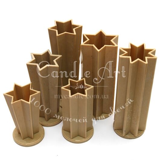Plastic mold for a candle - Star 70✕40✕120 mm (6 beams), Size: 70✕40✕120 mm (6 beams)