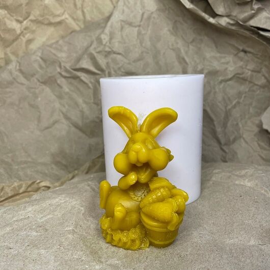 Rabbit with basket - silicone mold for candles