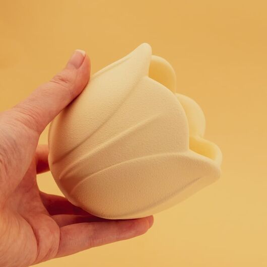 Gypsum Flower pot for candles ➤ Pastel yellow ➤ Volume - 200 ml, Color: Pastel yellow, 2 image