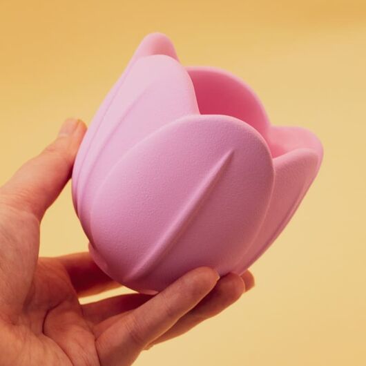 Gypsum Flower pot for candles ➤ Pastel pink ➤ Volume - 200 ml, Color: Pastel pink, 2 image