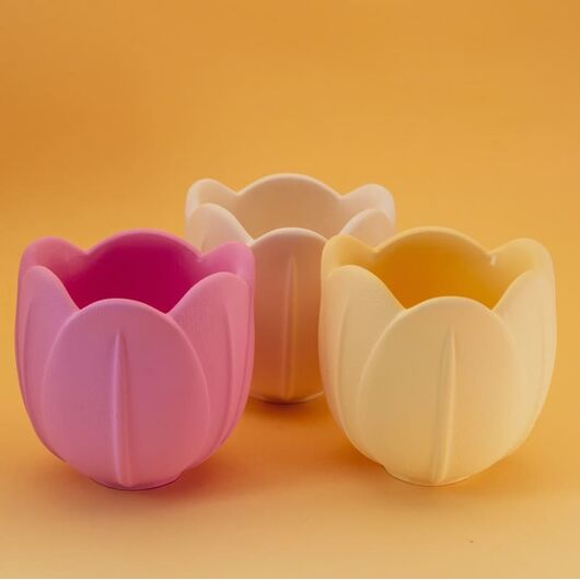 Gypsum Flower pot for candles ➤ Pastel yellow ➤ Volume - 200 ml, Color: Pastel yellow, 4 image