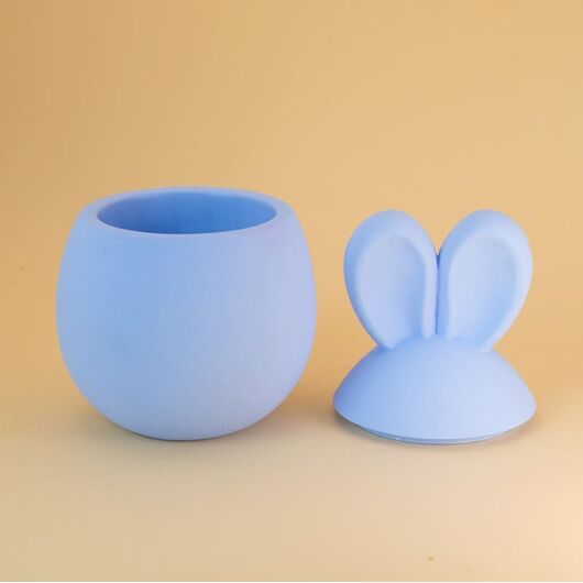 Easter Bunny Plaster Planter for Candles ➤ Pastel blue ➤ Volume - 110 ml, Color: Pastel blue