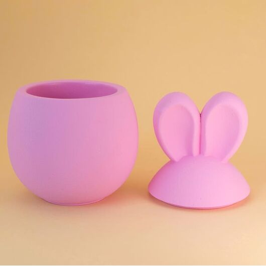 Easter Bunny Plaster Planter for Candles ➤ Pastel pink ➤ Volume - 110 ml, Color: Pastel pink