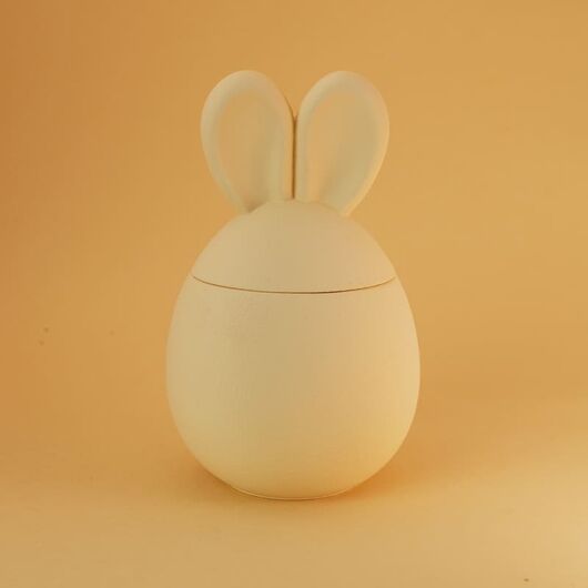 Гіпсове кашпо «Великодній кролик» для свічок ➤ Пастельно-жовтий ➤ Об`єм - 110 мл, Колір: Пастельно-жовтий, фото 2