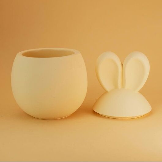 Easter Bunny Plaster Planter for Candles ➤ Pastel yellow ➤ Volume - 110 ml, Color: Pastel yellow