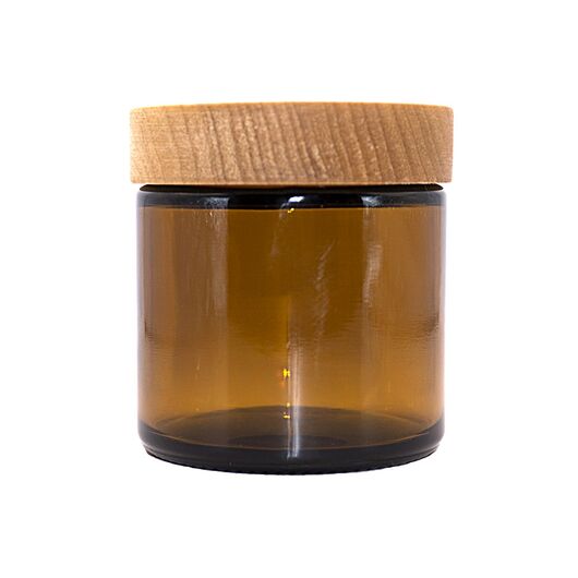 Brown jar with wooden lid - 100 ml