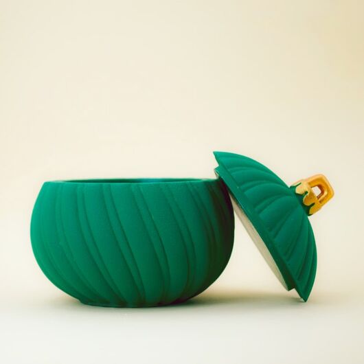 Candle pot Christmas tree ball red and gold. Volume ➤ 100 ml, Color: Green, 2 image