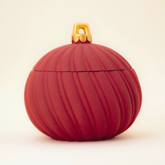 Candle pot Christmas tree ball red and gold. Volume ➤ 100 ml, Color: Red