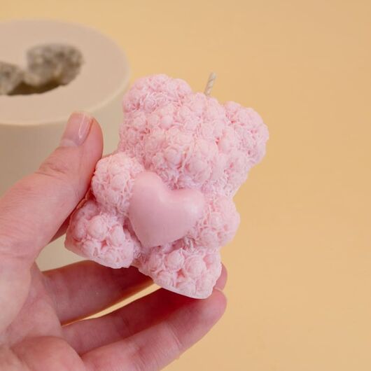 Silicone Mold “Bear Made of Roses” for candle, 3 image