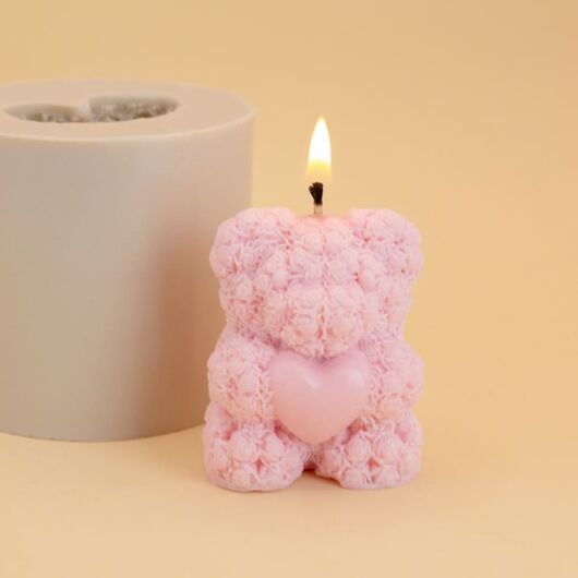 Silicone Mold “Bear Made of Roses” for candle, 2 image