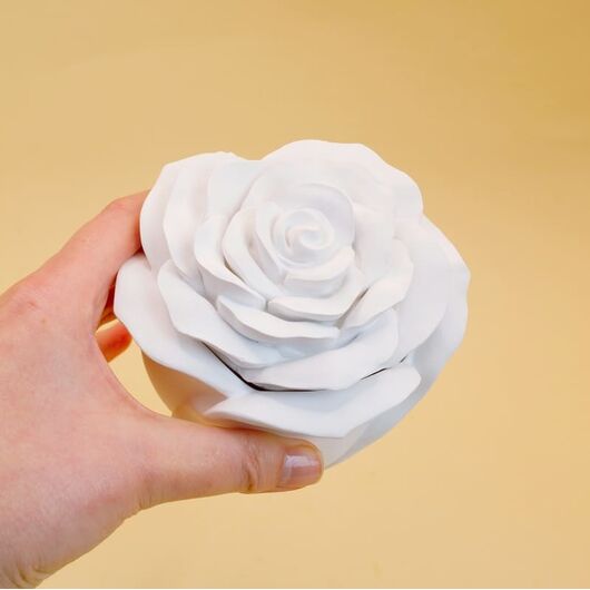 Гипсовое кашпо «Роза» для свечей ➤ Белый ➤ Объем - 120 мл, Цвет: Белый, фото 3