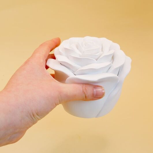 Гипсовое кашпо «Роза» для свечей ➤ Белый ➤ Объем - 120 мл, Цвет: Белый, фото 4