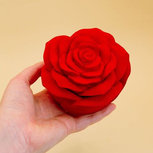 Гипсовое кашпо «Роза» для свечей ➤ Красный ➤ Объем - 120 мл, Цвет: Красный, фото 3