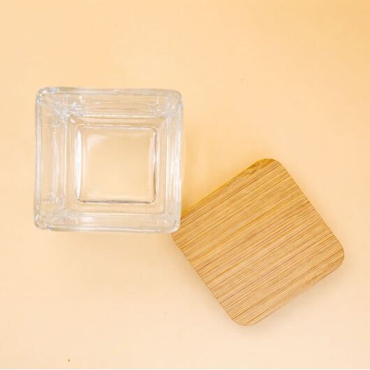 Квадратный стакан с деревянной крышкой для свечей - объем - 130 мл, фото 2