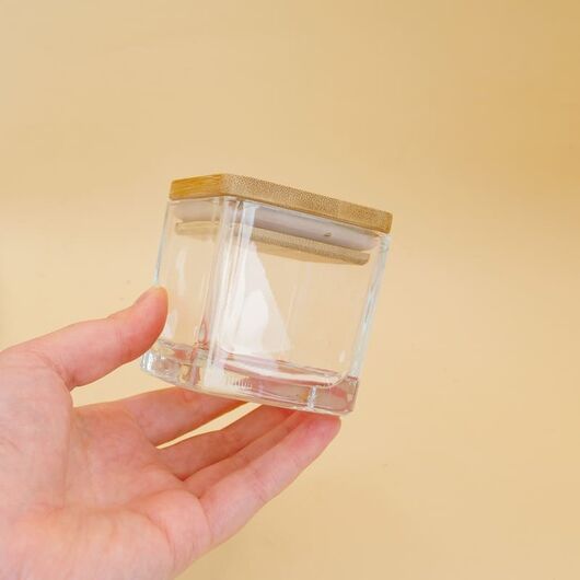 Квадратный стакан с деревянной крышкой для свечей - объем - 130 мл, фото 4
