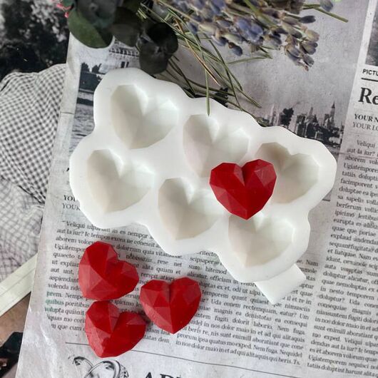 Silicone mold for candles - Faceted Heart, 2 image