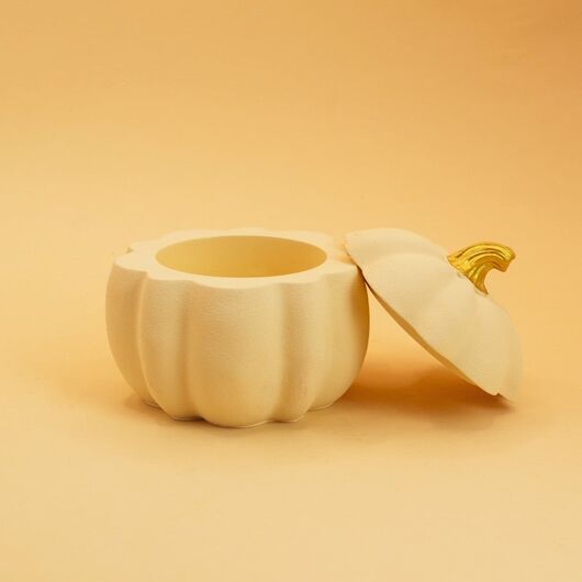 Gypsum planter "Pumpkin" ➤ Beige ➤ Volume - 60 мл, Color: Beige, Volume: 60 мл