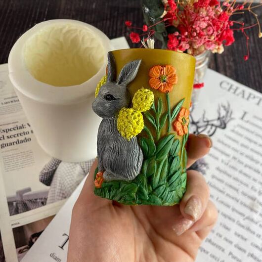 Силіконова форма для свічок - Зайчик у квітах, фото 2 - Candle Art Силіконова форма для свічок - Зайчик у квітах, фото 2