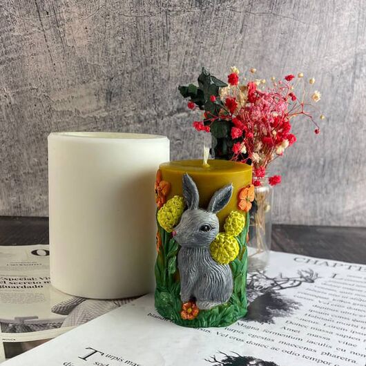 Силіконова форма для свічок - Зайчик у квітах, фото 4 - Candle Art Силіконова форма для свічок - Зайчик у квітах, фото 4