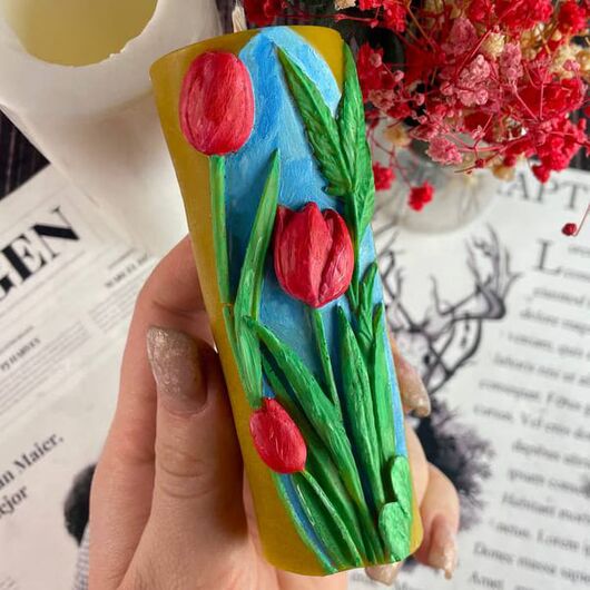 Силиконовая форма для свечей - Весенние тюльпаны, фото 2